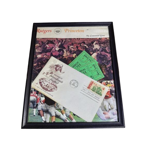 1969 Rutgers vs Princeton Football Tickets Framed NCAA New Jersey History